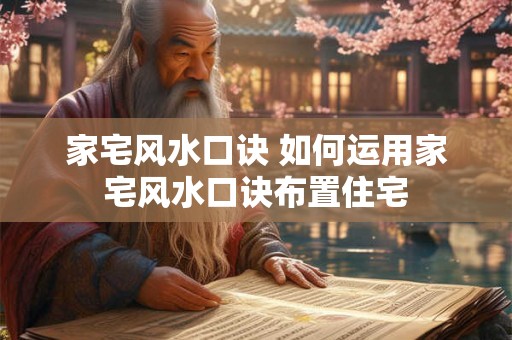 家宅风水口诀 如何运用家宅风水口诀布置住宅