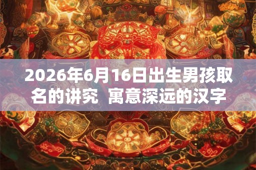 2026年6月16日出生男孩取名的讲究  寓意深远的汉字详解