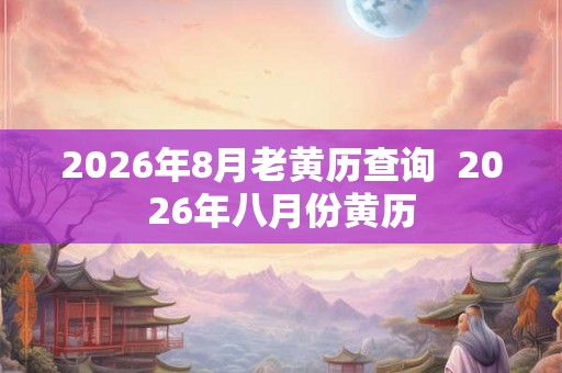 2026年8月老黄历查询  2026年八月份黄历
