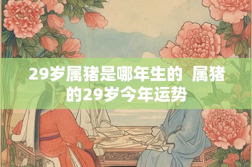 29岁属猪是哪年生的  属猪的29岁今年运势