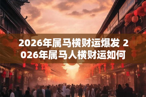 2026年属马横财运爆发 2026年属马人横财运如何 2026年属马横财运爆发 2026年属马人横财运如何
