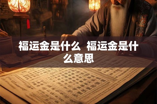 福运金是什么 福运金是什么意思 福运金是什么 福运金是什么意思