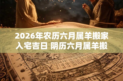 2026年农历六月属羊搬家入宅吉日 阴历六月属羊搬家好日子 2026年农历六月属羊搬家入宅吉日 阴历六月属羊搬家好日子