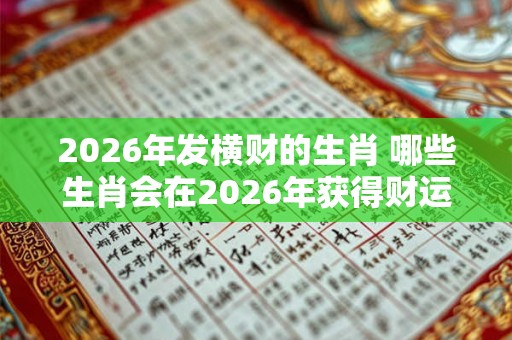 2026年发横财的生肖 哪些生肖会在2026年获得财运