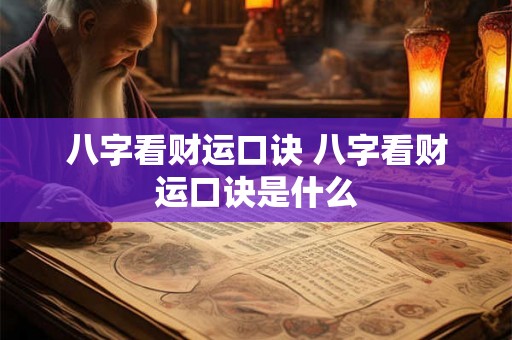 八字看财运口诀 八字看财运口诀是什么
