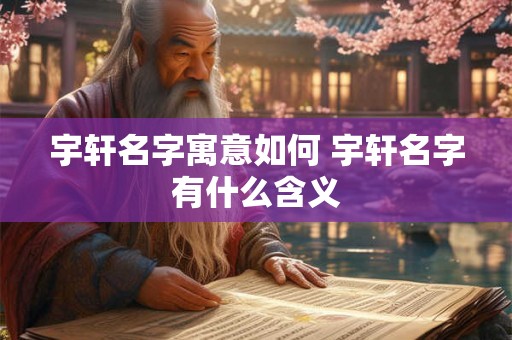 宇轩名字寓意如何 宇轩名字有什么含义