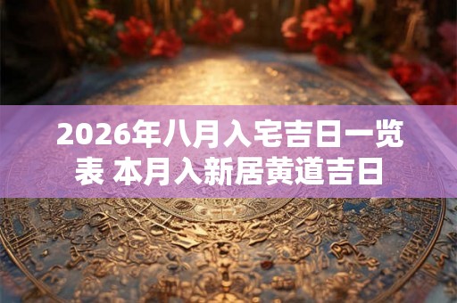 2026年八月入宅吉日一览表 本月入新居黄道吉日