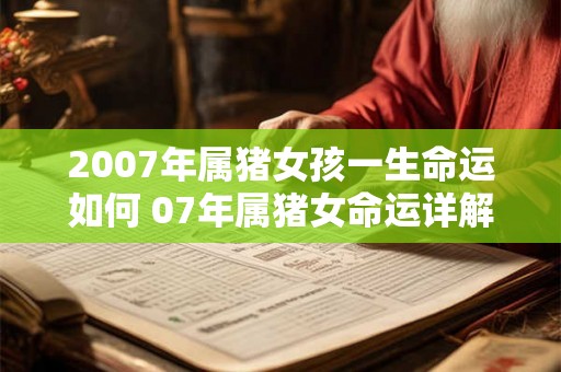 2007年属猪女孩一生命运如何 07年属猪女命运详解