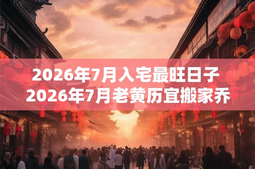 2026年7月入宅最旺日子 2026年7月老黄历宜搬家乔迁的黄道吉日
