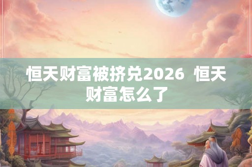 恒天财富被挤兑2026  恒天财富怎么了