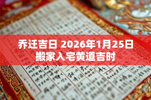乔迁吉日 2026年1月25日搬家入宅黄道吉时