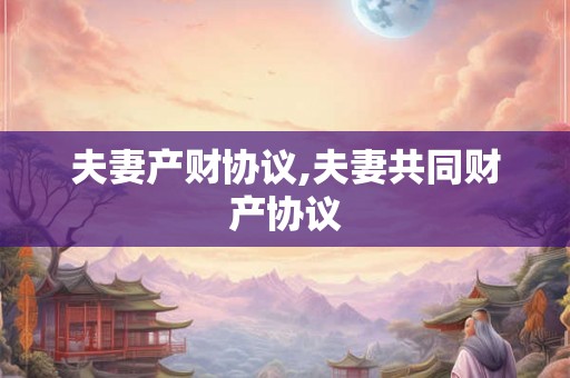 夫妻产财协议,夫妻共同财产协议 夫妻产财协议,夫妻共同财产协议