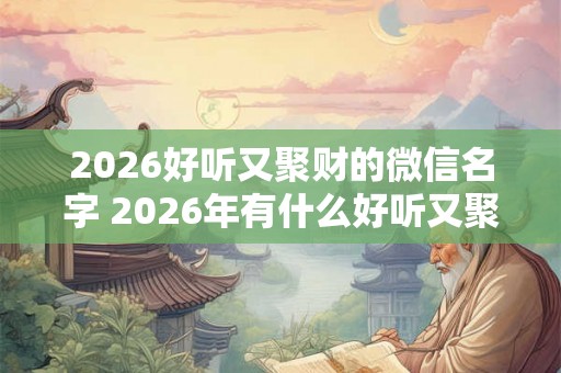 2026好听又聚财的微信名字 2026年有什么好听又聚财的微信名字 2026好听又聚财的微信名字 2026年有什么好听又聚财的微信名字