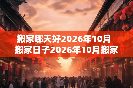 搬家哪天好2026年10月  搬家日子2026年10月搬家吉日