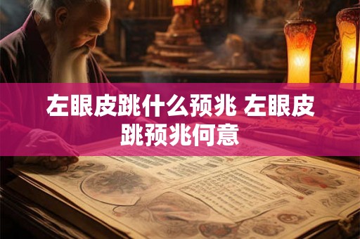 左眼皮跳什么预兆 左眼皮跳预兆何意