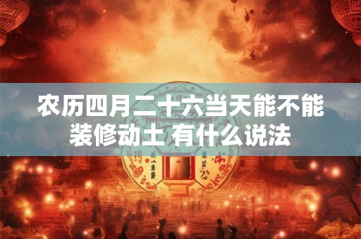 农历四月二十六当天能不能装修动土 有什么说法