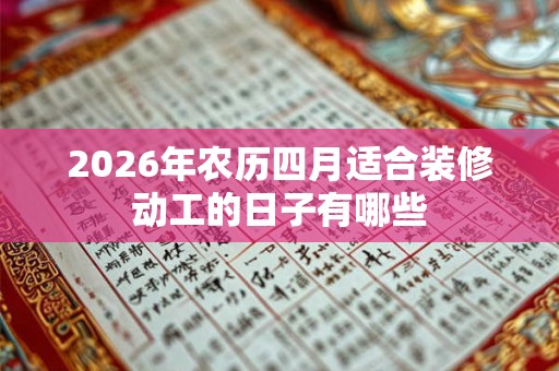 2026年农历四月适合装修动工的日子有哪些