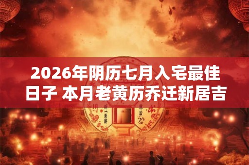 2026年阴历七月入宅最佳日子 本月老黄历乔迁新居吉日 2026年阴历七月入宅最佳日子 本月老黄历乔迁新居吉日