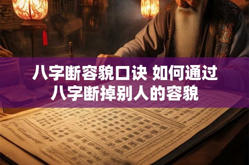 八字断容貌口诀 如何通过八字断掉别人的容貌