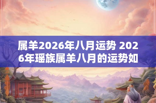 属羊2026年八月运势 2026年瑶族属羊八月的运势如何