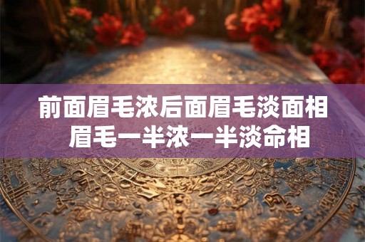 前面眉毛浓后面眉毛淡面相 眉毛一半浓一半淡命相 前面眉毛浓后面眉毛淡面相 眉毛一半浓一半淡命相