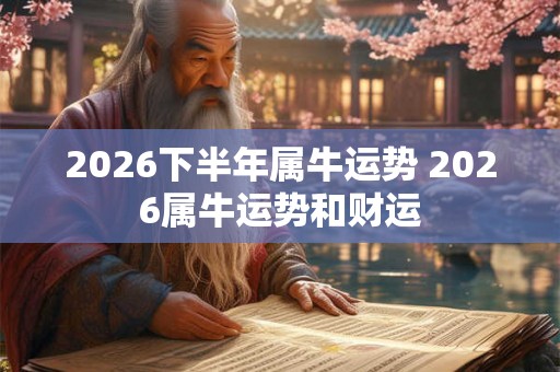 2026下半年属牛运势 2026属牛运势和财运