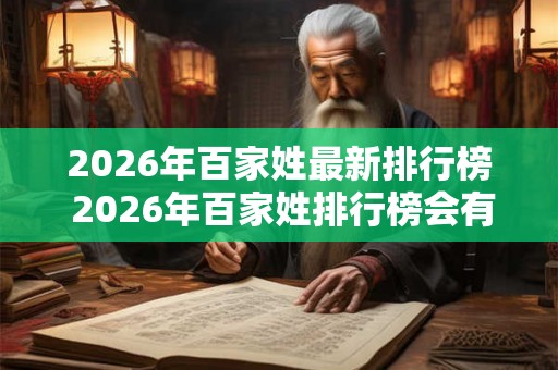 2026年百家姓最新排行榜 2026年百家姓排行榜会有何变化