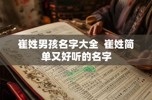崔姓男孩名字大全  崔姓简单又好听的名字