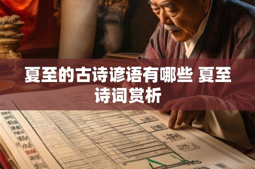 夏至的古诗谚语有哪些 夏至诗词赏析