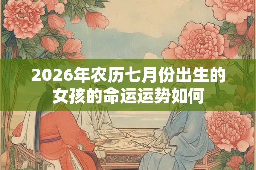 2026年农历七月份出生的女孩的命运运势如何