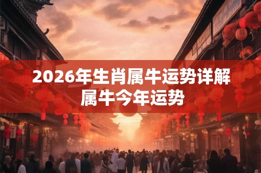 2026年生肖属牛运势详解 属牛今年运势