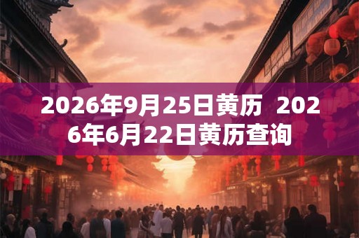 2026年9月25日黄历  2026年6月22日黄历查询