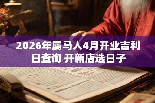 2026年属马人4月开业吉利日查询 开新店选日子