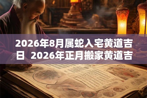 2026年8月属蛇入宅黄道吉日  2026年正月搬家黄道吉日