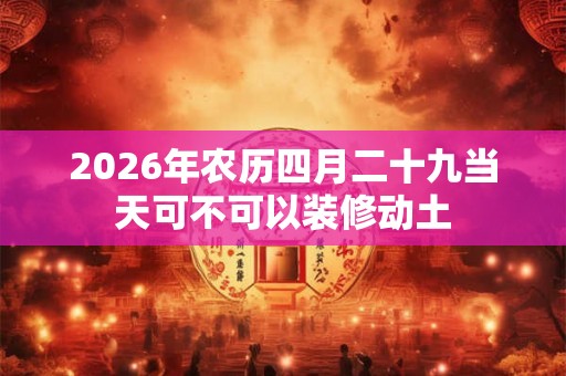 2026年农历四月二十九当天可不可以装修动土