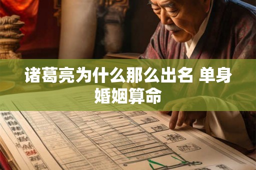 诸葛亮为什么那么出名 单身婚姻算命 诸葛亮为什么那么出名 单身婚姻算命