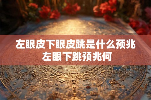 左眼皮下眼皮跳是什么预兆 左眼下跳预兆何