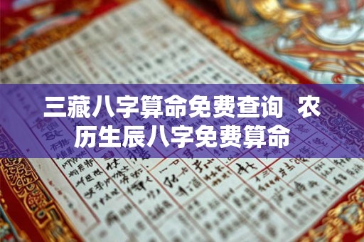 三藏八字算命免费查询  农历生辰八字免费算命