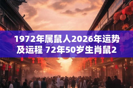 1972年属鼠人2026年运势及运程 72年50岁生肖鼠2026年运势