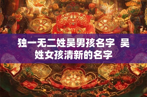 独一无二姓吴男孩名字  吴姓女孩清新的名字