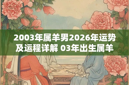 2003年属羊男2026年运势及运程详解 03年出生属羊人2026全年每月运势男性