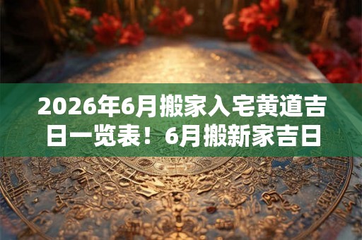 2026年6月搬家入宅黄道吉日一览表！6月搬新家吉日查询
