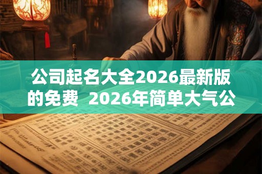 公司起名大全2026最新版的免费 2026年简单大气公司名字 公司起名大全2026最新版的免费 2026年简单大气公司名字