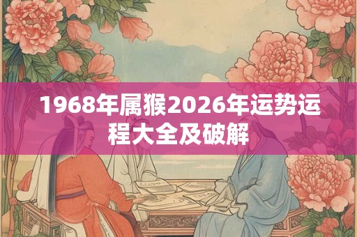 1968年属猴2026年运势运程大全及破解