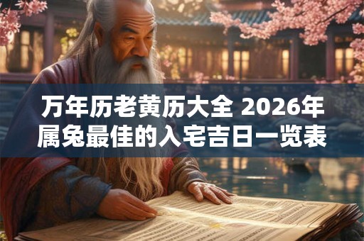 万年历老黄历大全 2026年属兔最佳的入宅吉日一览表
