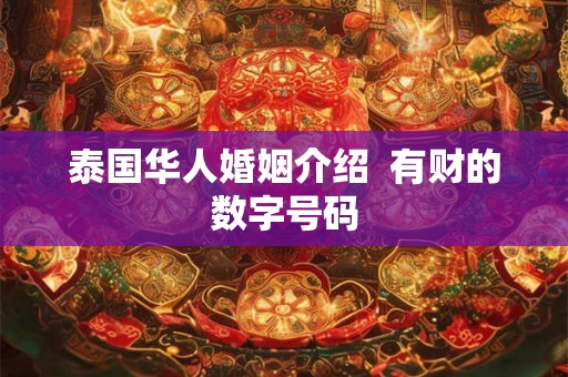 泰国华人婚姻介绍  有财的数字号码