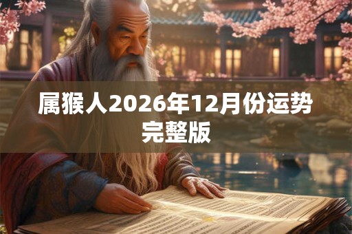 属猴人2026年12月份运势完整版