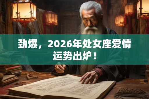 劲爆,2026年处女座爱情运势出炉! 劲爆,2026年处女座爱情运势出炉!