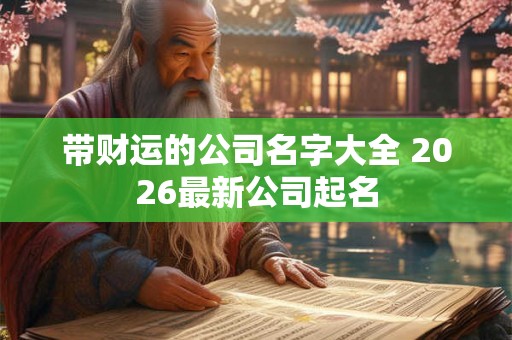 带财运的公司名字大全 2026最新公司起名 带财运的公司名字大全 2026最新公司起名