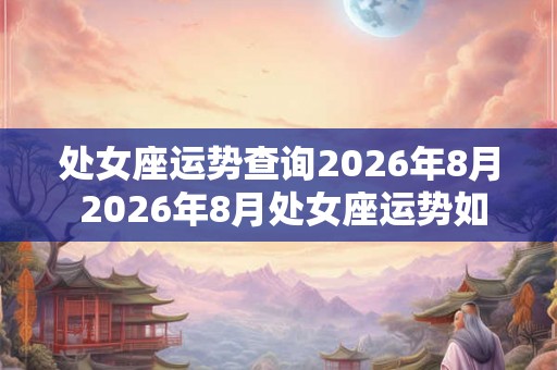 处女座运势查询2026年8月 2026年8月处女座运势如何 处女座运势查询2026年8月 2026年8月处女座运势如何